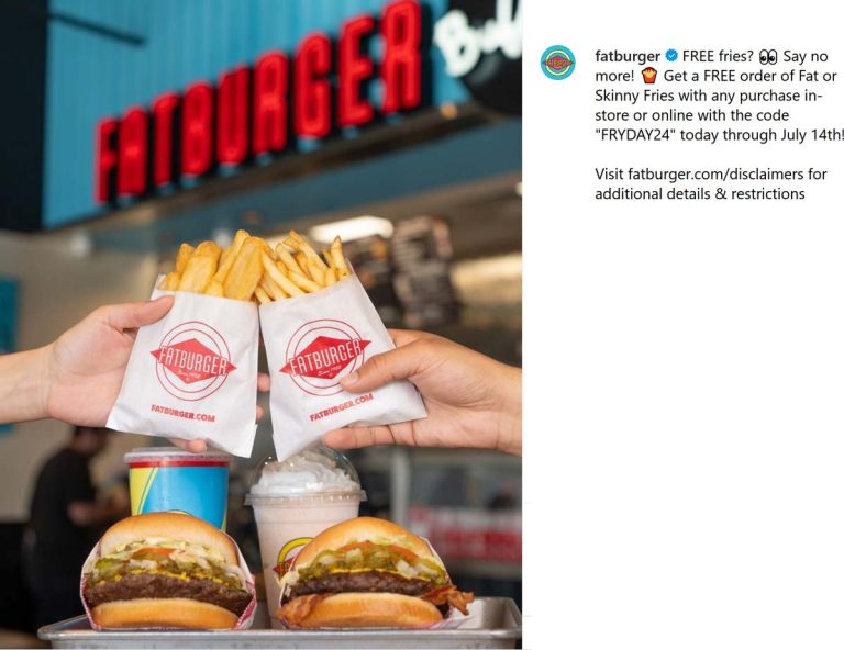 Free fries with any order at Fatburger via promo code FRYDAY24