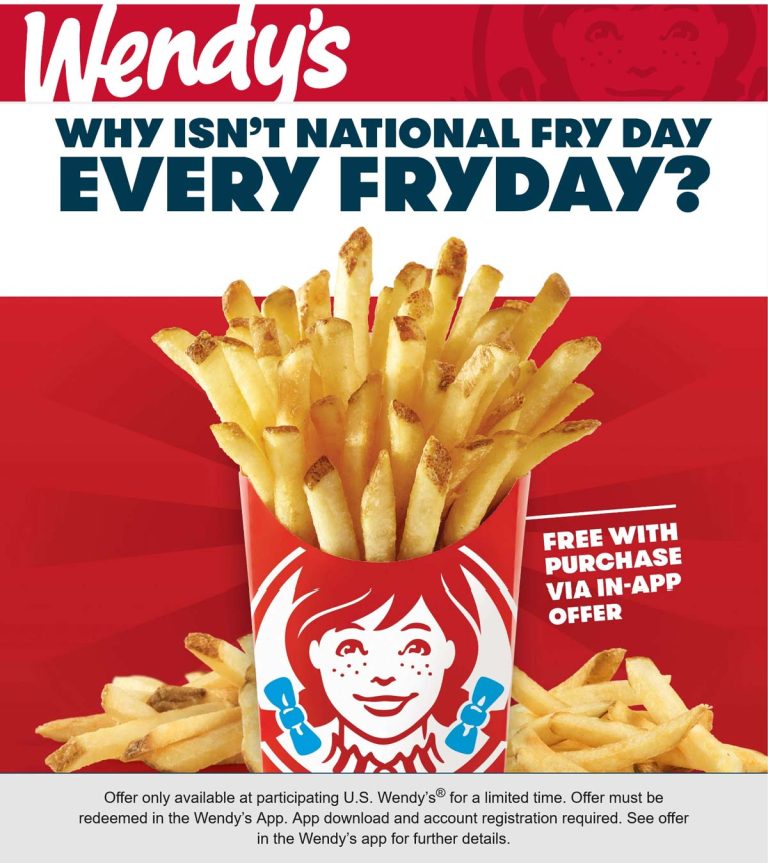Free fries via mobile today at Wendys
