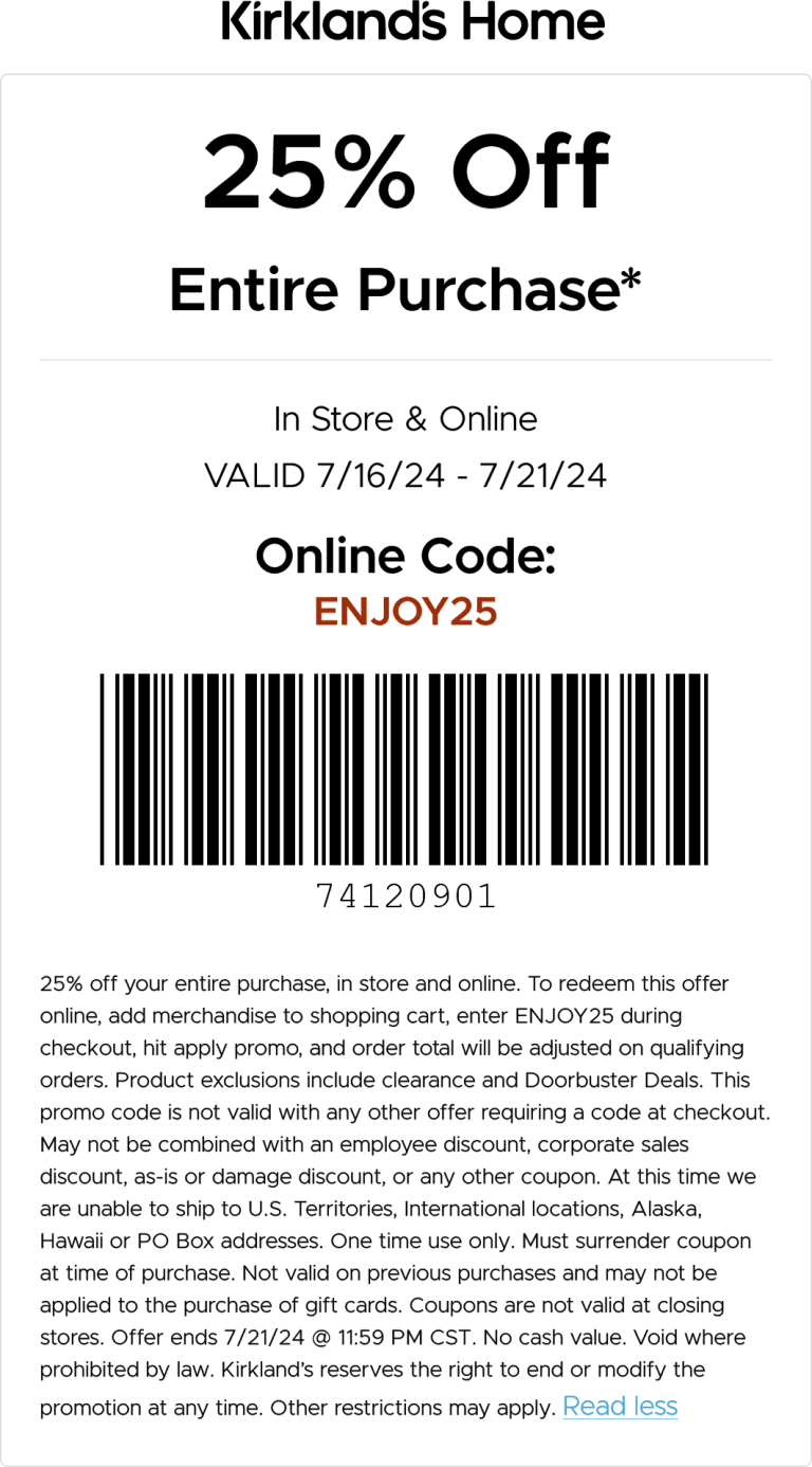 25% off everything at Kirklands, or online via promo code ENJOY25