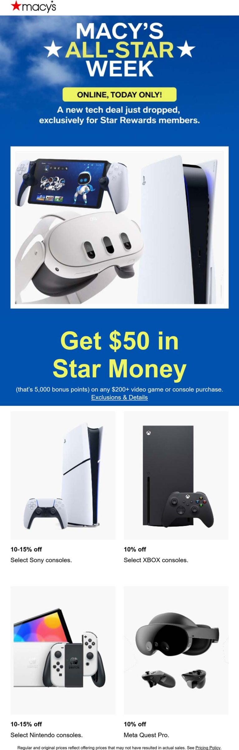 $50 in store bucks on $200+ video game purchase today at Macys