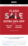 Extra 20% off sale items at BOSS, or online via promo code SALE20 #boss