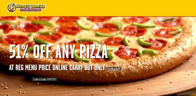 51% off any takeout pizza at Hungry Howies via promo code FIFTY1