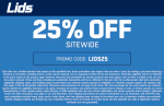 25% off everything online today at Lids via promo code LIDS25 #lids