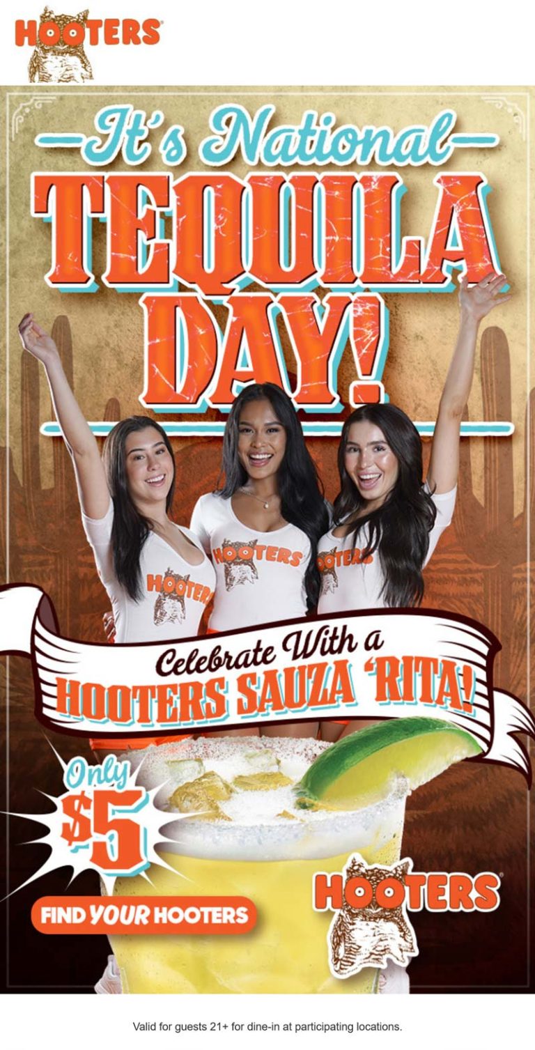 $5 sauza margarita today at Hooters restaurants