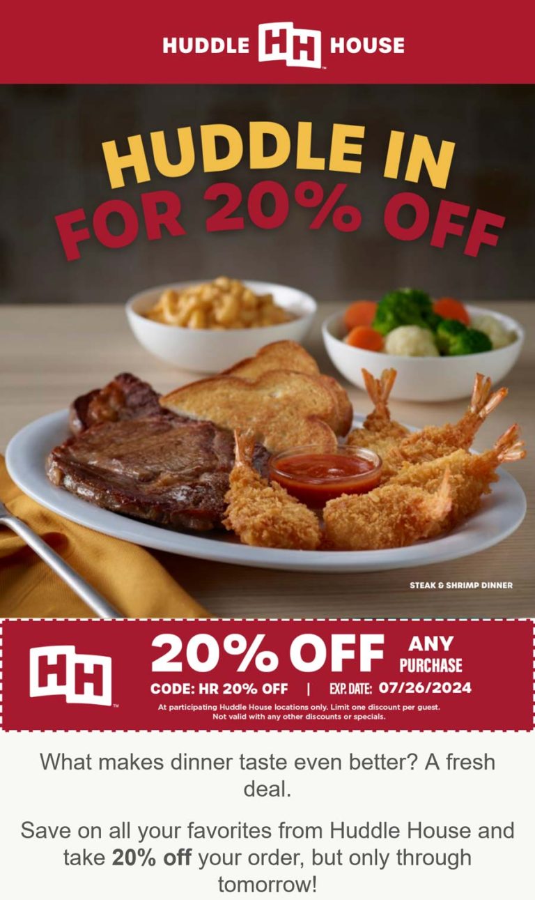 20% off at Huddle House restaurants