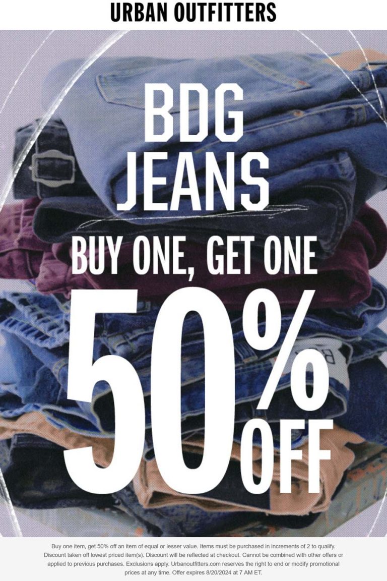 Second bdg jeans item 50% off at Urban Outfitters