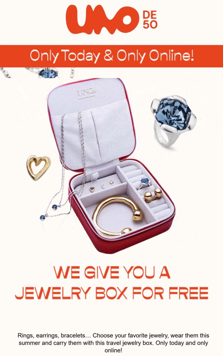 Free travel jewelry box online today at UNOde50