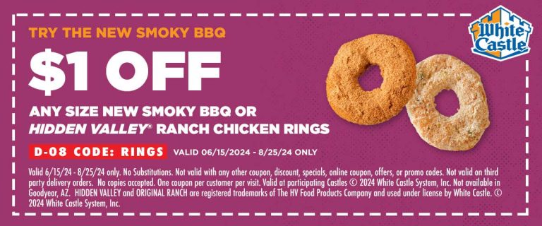 $1 off chicken rings at White Castle