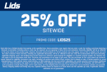 25% off everything online today at Lids via promo code LIDS25 #lids