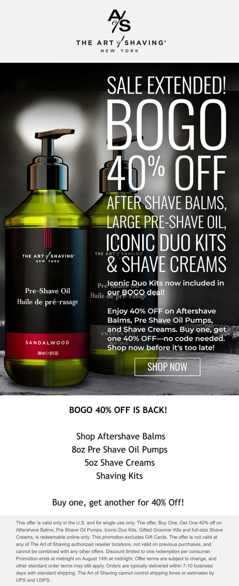 Second item 40% off at The Art of Shaving