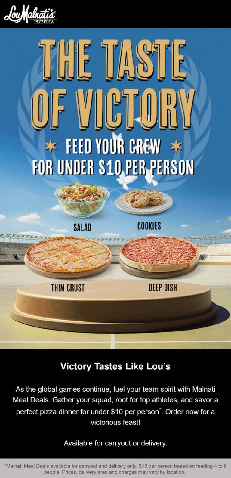 Pizza meal to feed 4 for $40 at Lou Malnatis