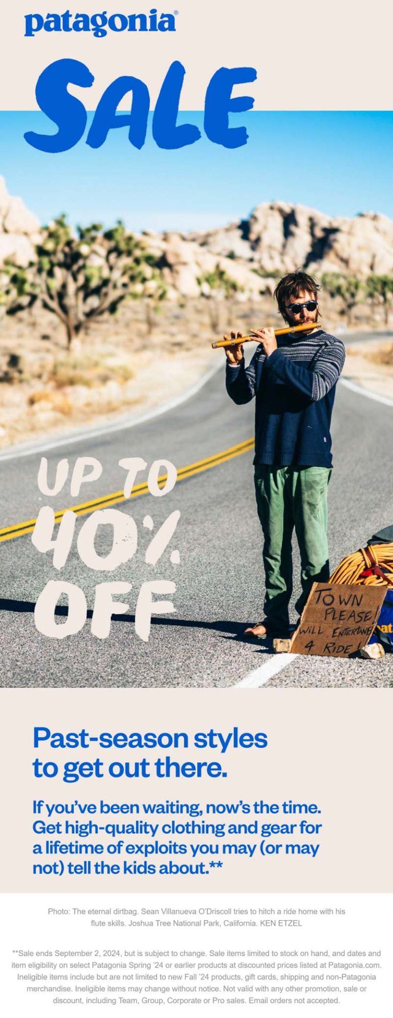 Past season styles are 40% off at Patagonia