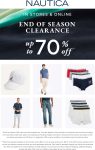 End of season 70% clearance at Nautica, ditto online #nautica