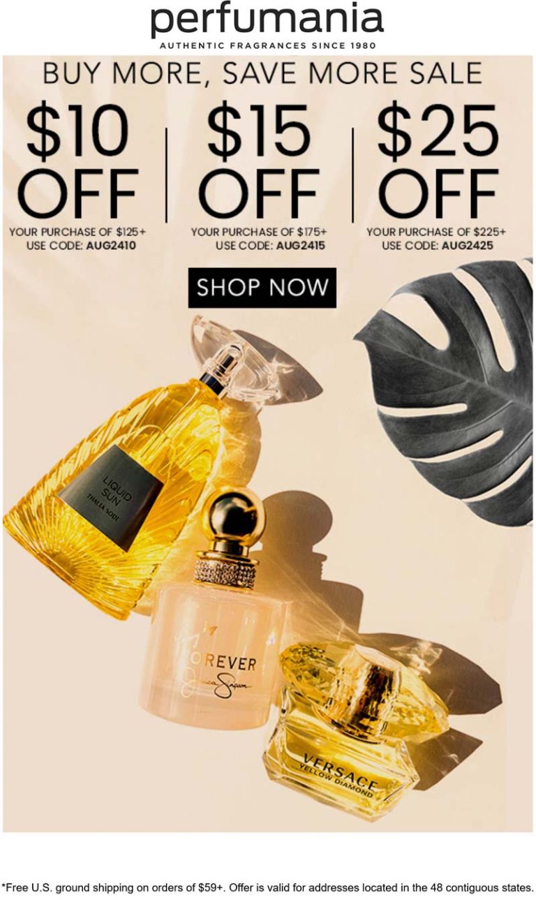 $10-$25 off $125+ at Perfumania via promo code AUG2410