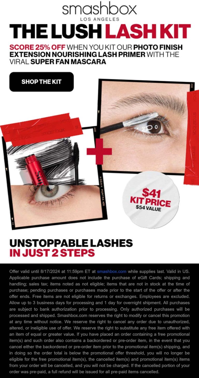 25% off with your kit at Smashbox cosmetics