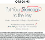 Teachers & students enjoy 20% off skincare at Origins #origins