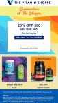 15-20% off $60+ at The Vitamin Shoppe via promo code YOUVACAY #thevitaminshoppe