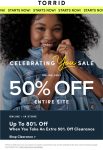 50% off everything online at Torrid, includes clearance #torrid