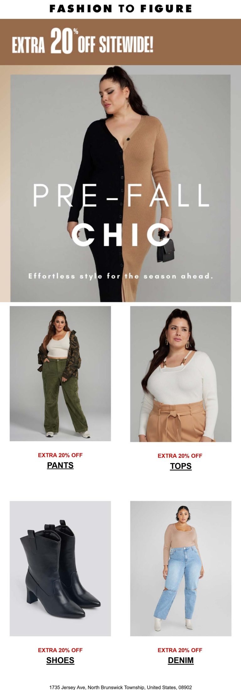20% off everything online at Fashion to Figure
