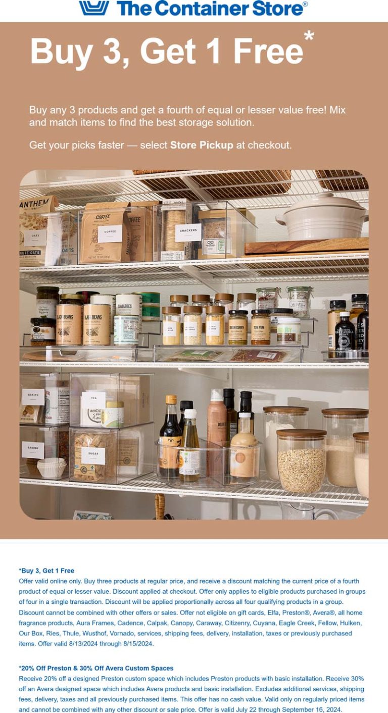 4th item free online today at The Container Store