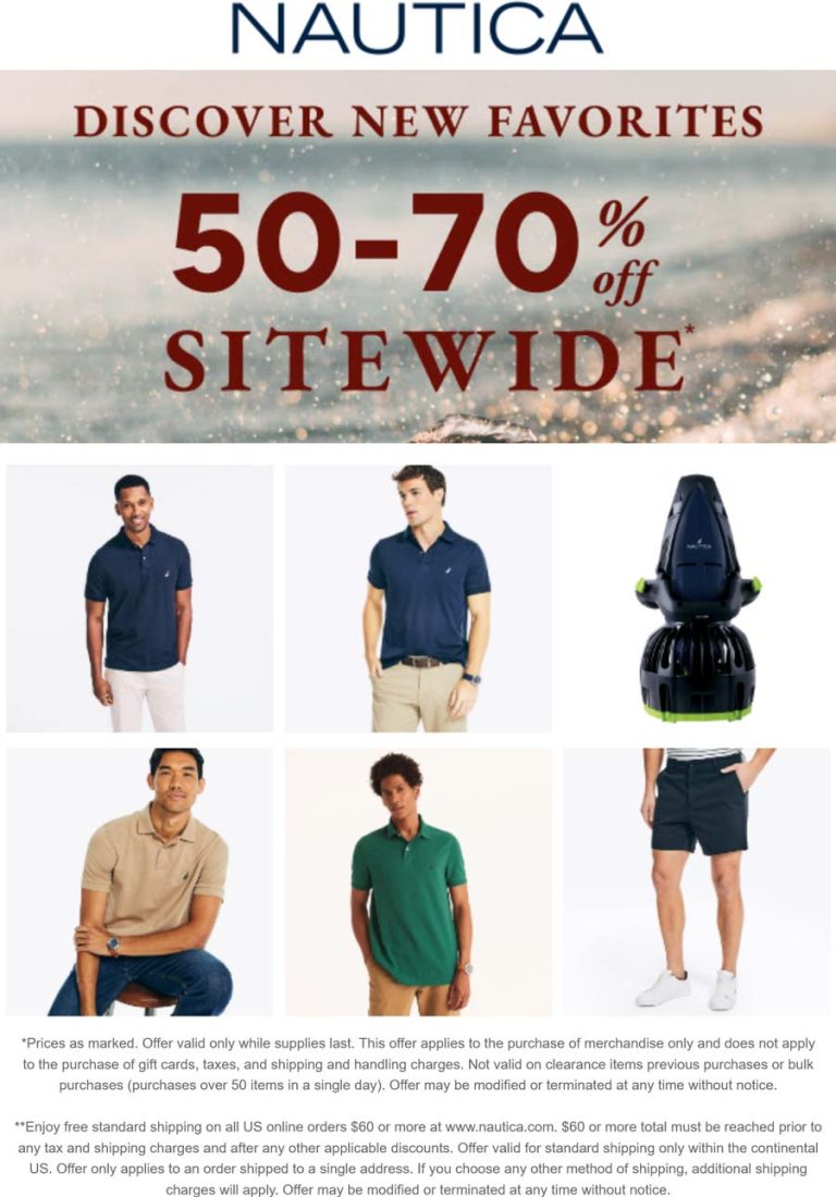 50-70% off everything at Nautica