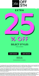 Extra 25% off online today at Saks OFF 5TH #off5th