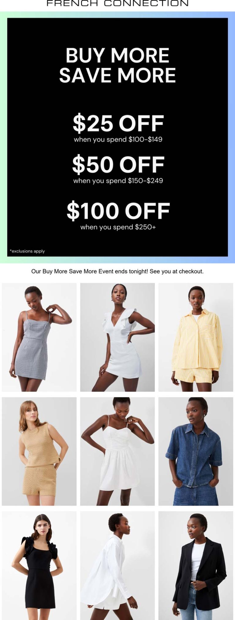 $25-$100 off $100+ at French Connection