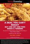 Second wings or tenders free today at Ruby Tuesday restaurants via promo code FLASH24 #rubytuesday