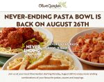 Never ending pasta bowl returns the 26th at Olive Garden restaurants #olivegarden