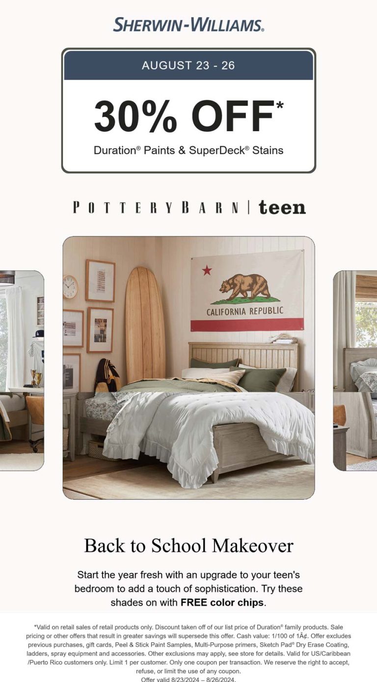 30% off paints & stains at Sherwin Williams