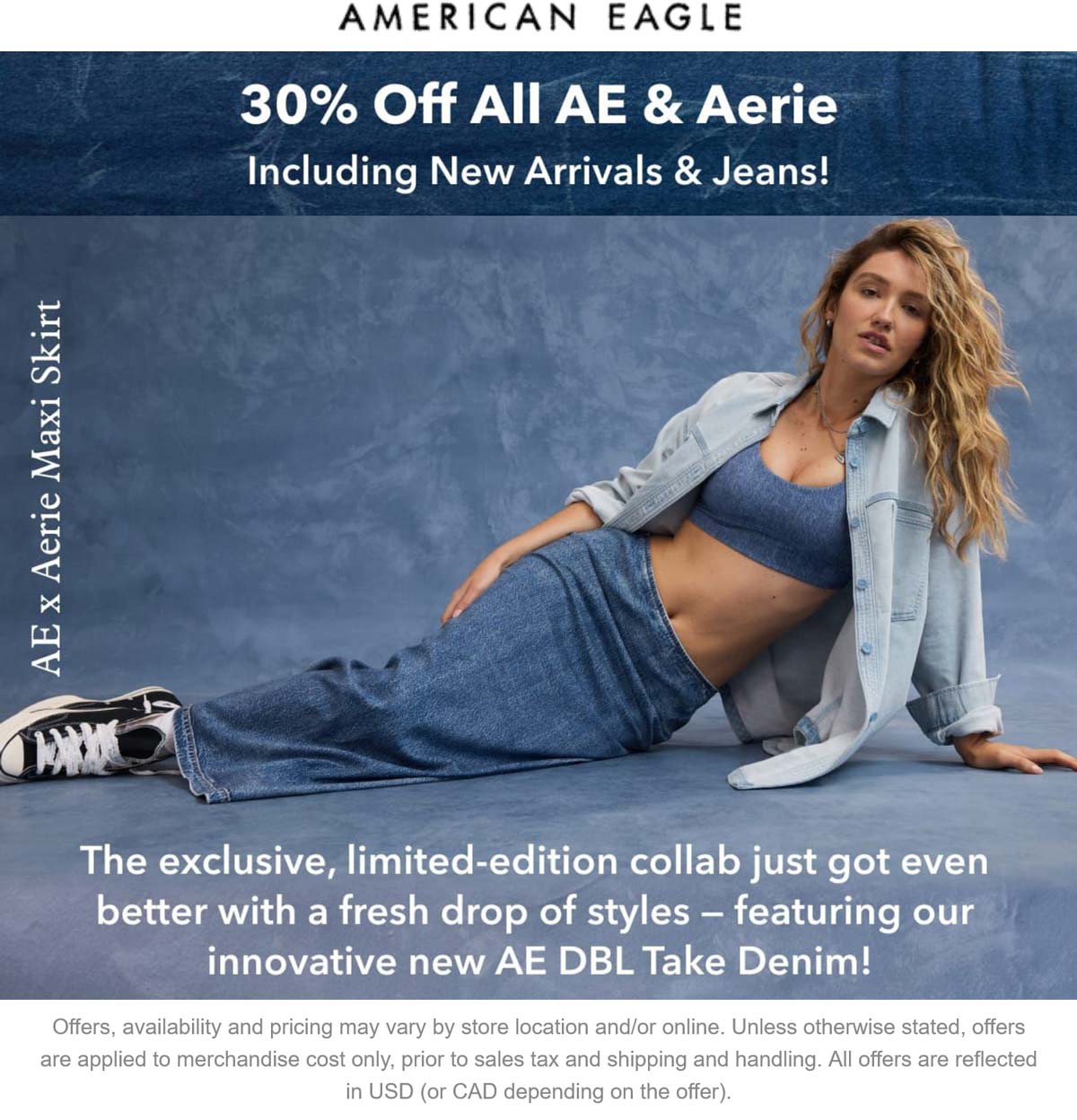 30% off all Aerie &amp; AE at American Eagle #americaneagle - The Coupons App®