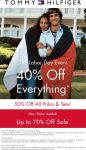 40% off everything at Tommy Hilfiger, ditto online #tommyhilfiger