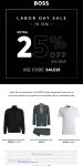 Extra 25% off sale items at BOSS, or online via promo code SALE25 #boss