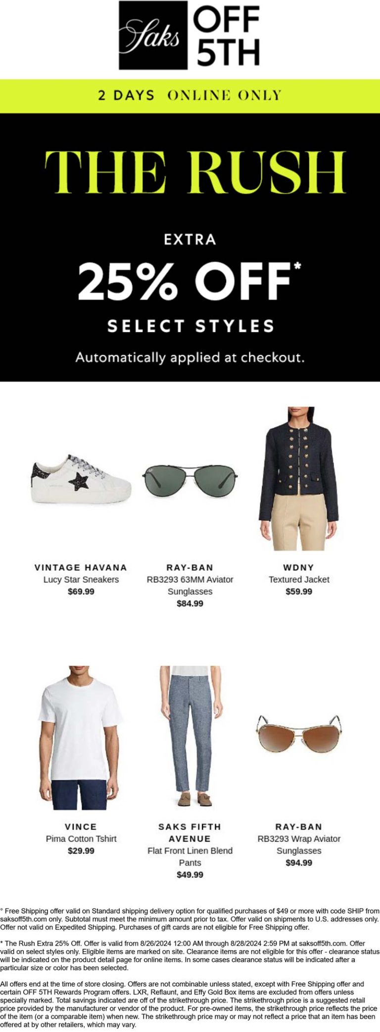 Extra 25% off online at Saks OFF 5TH