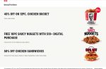 40% off 12pc chicken bucket & more online at KFC #kfc