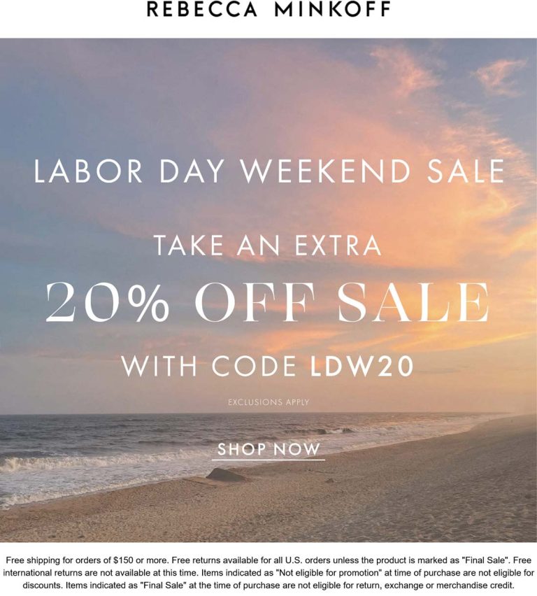 Extra 20% off sale items at Rebecca Minkoff via promo code LDW20