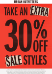 Extra 30% off sale items at Urban Outfitters, ditto online #urbanoutfitters