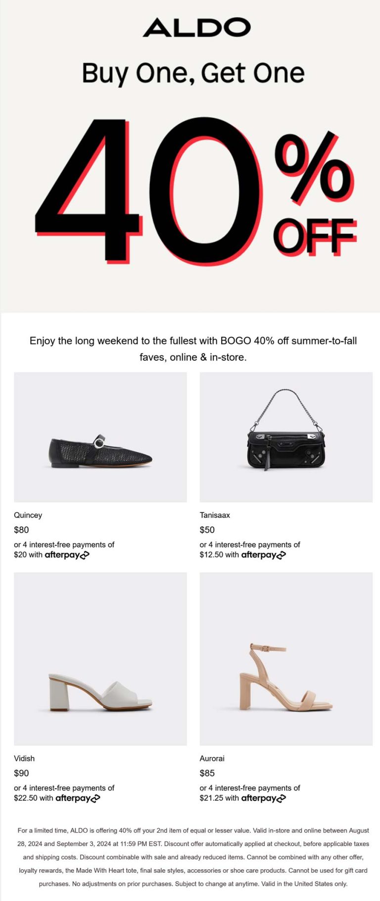 Second item 40% off at ALDO