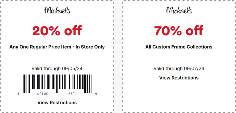 20% off a single item at Michaels