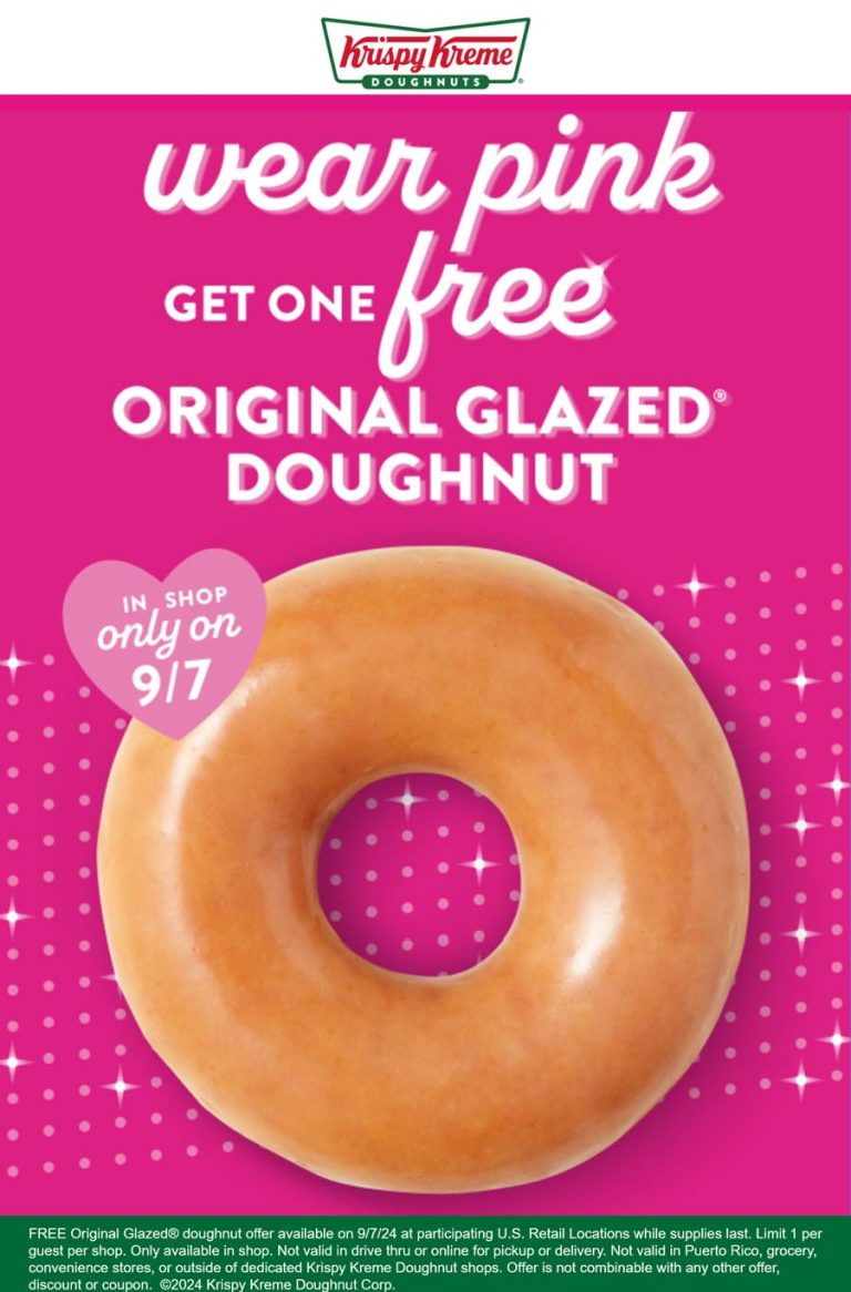 Wear pink Saturday for a free doughnut at Krispy Kreme