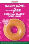 Wear pink Saturday for a free doughnut at Krispy Kreme #krispykreme