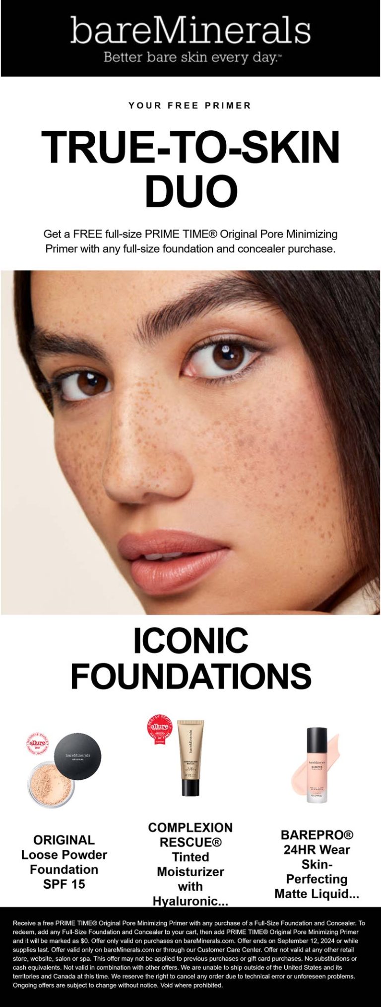 Free primer with your foundation & concealer at bareMinerals