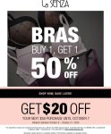 $20 off $50 + 2nd bra 50% off at La Senza #lasenza