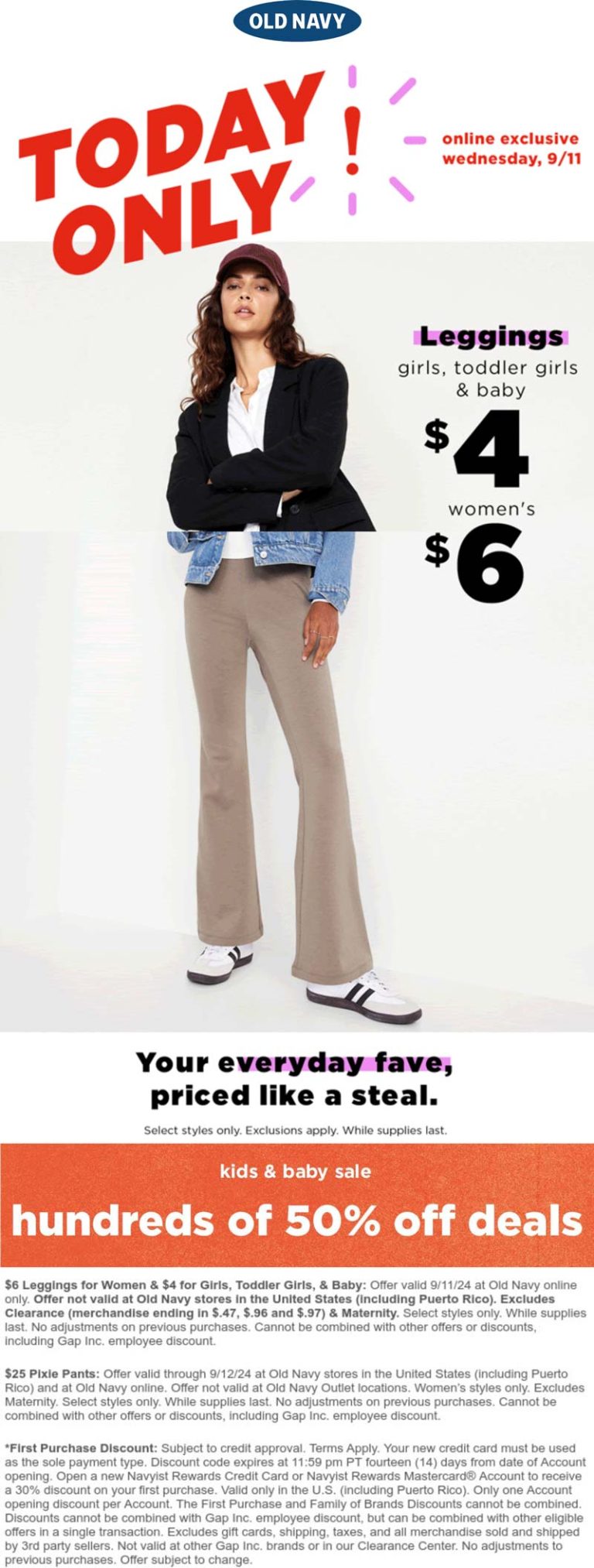 $6 leggings today at Old Navy