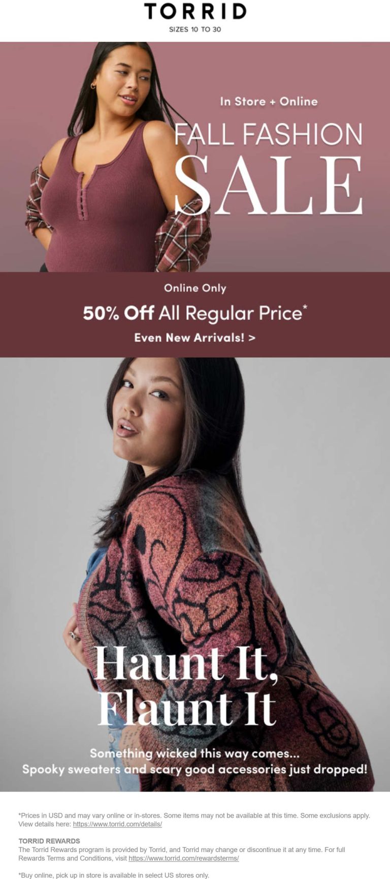50% off online at Torrid