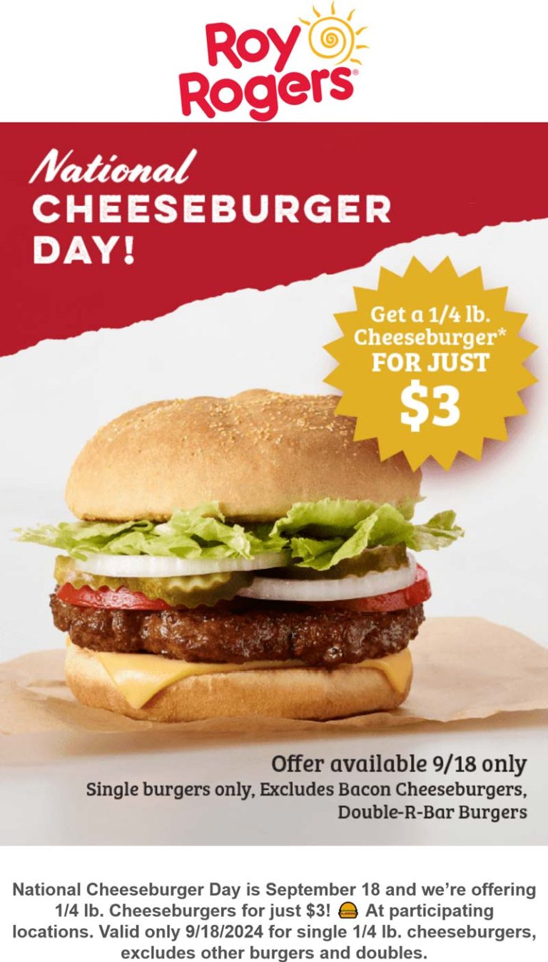 $3 cheeseburger Wednesday at Roy Rogers