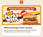 Free cheeseburger on $1 today at Burger King #burgerking