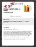 $10 off synthetic blend oil change at Firestone #firestone