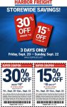 15-30% off at Harbor Freight tools #harborfreight