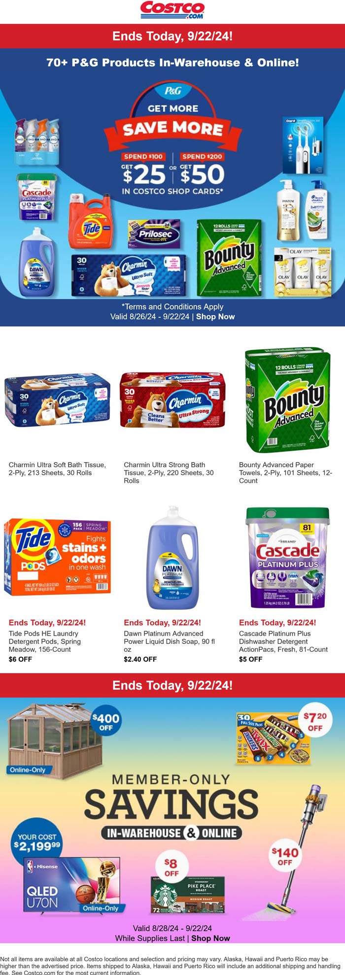 $50 off $200 P&G household today at Costco, ditto online #costco